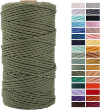 Olive Green Cotton Macrame Cord, 3Mm X 109Yards, Craft Cord for Wall Hanging, Pl