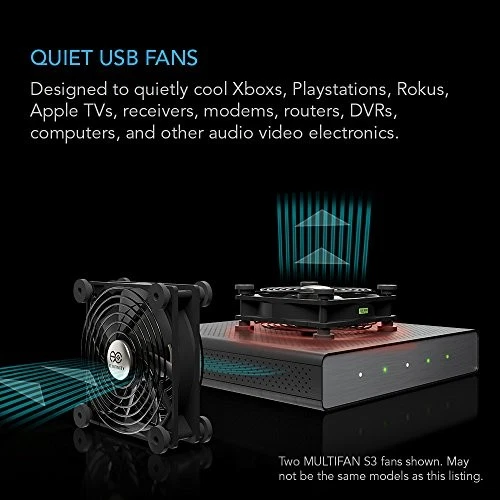 AC Infinity MULTIFAN S1, Quiet 80mm USB Fan for Receiver DVR Playstation Xbox - Image 2 of 4