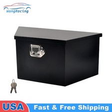 26 X 13.3 X 12 Black Steel Trailer Tongue Tool Box Truck Bed Storage W Lock 26 X 13.3 X 12 Black Steel Trailer Tongue Tool Box Truck Bed Storage W Lock