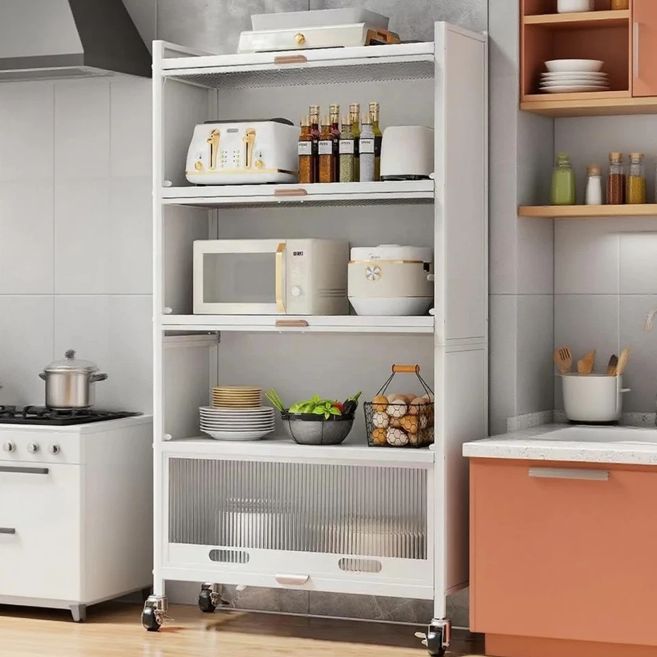 5-уровневый кухонный шкаф для хранения, подставка для микроволновой печи, отдельно стоящие кухонные пекари Ra... - Изображение 3 из 4