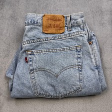 Levi's 505 Denim Shorts Mens 38 Blue Light Wash 90s Factory Hem Jeans
