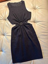 ZARA Black Solid Scoop Neck Sleeveless Mini Dress Cut Out Zip Closure XS