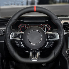 Black Leather W Red Ring Flat Steering Wheel For 2015-2017 Ford Mustang Gt Black Leather W Red Ring Flat Steering Wheel For 2015-2017 Ford Mustang Gt