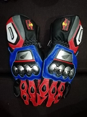 HONDA Gants de Moto en Cuir MOTOGP Hommes Courses Cuir de Motard Gants CE - Photo 1/3