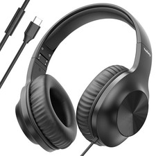 USB C Wired Headphones, Over-Ear Foldable Type C Headphones with Microphone