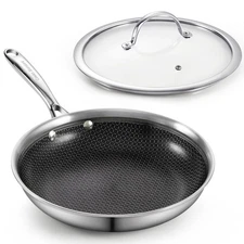 Hybrid Nonstick Frying Pan, 12-Inch Skillet, Multi-Ply Clad Stainless Steel F...