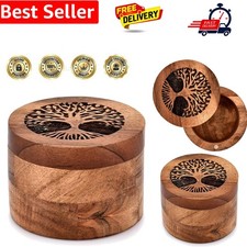 Handmade Acacia Wood Urn for Human Ashes, Tree of Life Wooden Box Urns for As...