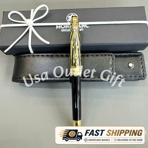 MB Meisterstück Classique Black Gold Fountain Pen & Montblanc Leather Pouch |Bid