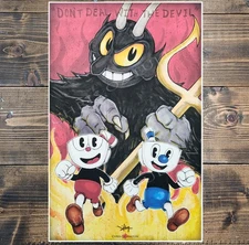 Cuphead Mugman Devil 11x17 Print Signed By Artist Chris Oz Fulton!!!