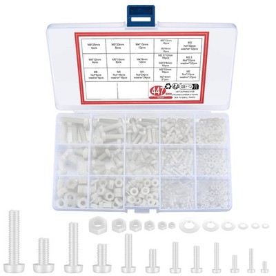 Nylon Schrauben Muttern Unterlegscheiben Set 447 Stück M2 M6