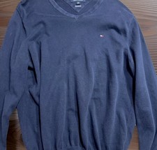 Tommy Hilfiger Sweater Mens XL Blue Knit Crewneck Knit Flag Logo Pullover