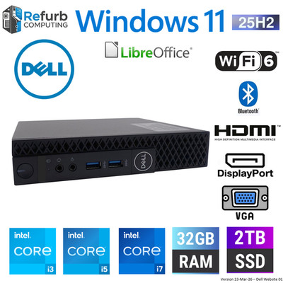 Dell Mini PC Windows 11 Tiny Desktop WiFi bis i7 9. Gen 32GB RAM 2TB SSD 04