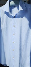 Kiton Men's Dress Shirt 16.5 42 Light Blue Fine Check 100 Cotton Handmade Italy