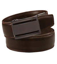 Men's AventusBelt Manhattan Gun Metal Buckle w/ Automatic Ratchet Leather Belt