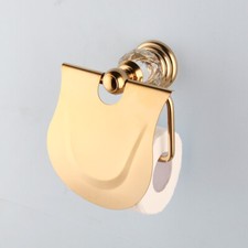 Gold Bathroom Toilet Paper Holder Crystal Decor Waterproof Cover Wall Mount