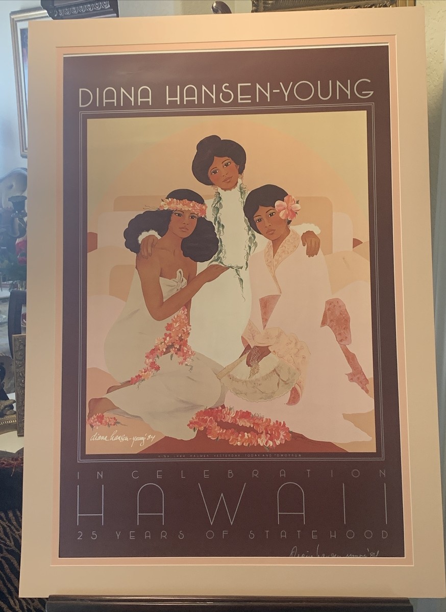 FRAMED DIANA HANSEN YOUNG HAWAII 25 YEARS OF STATEHOOD PRINT