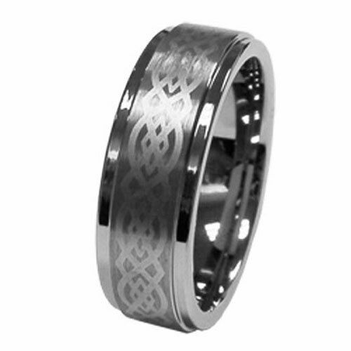 Durable Men's 8mm Tungsten Carbide Polished Infinity Wedding Ring Band - Imagen 5 de 7
