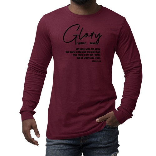 Mens Long Sleeve Graphic T-shirt Glory - Christian Inspiration - Black - Picture 24 of 60