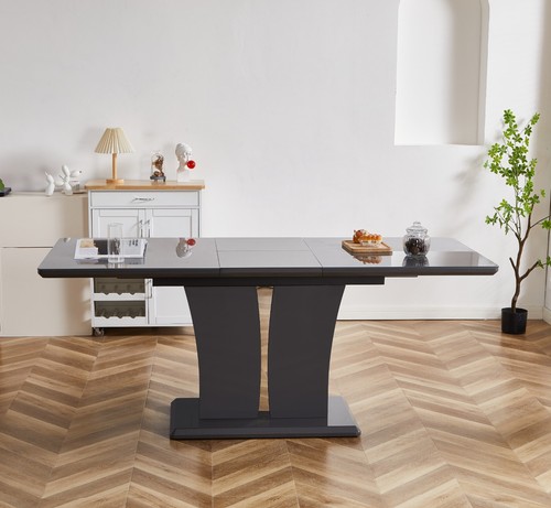 Dining Table Set Extending Grey/White Marble Effect Glass 6 Faux Leather Chairs - Picture 72 of 162
