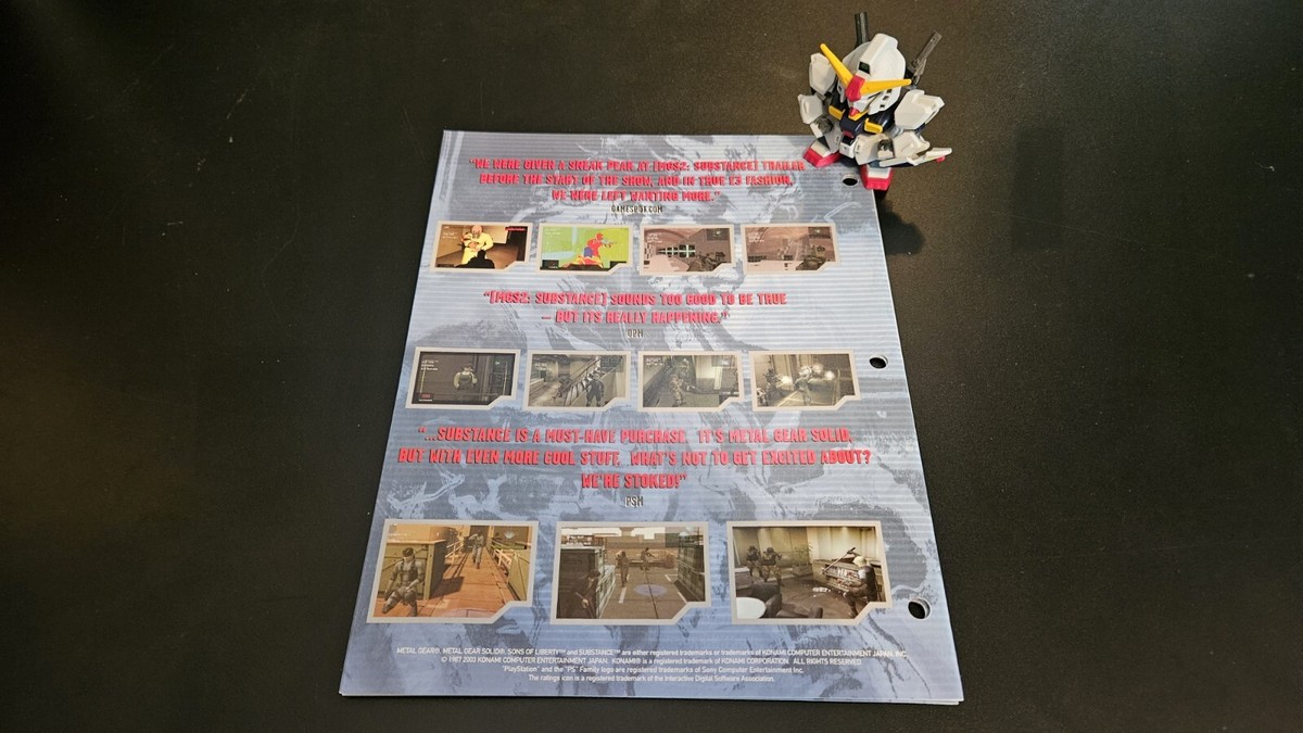 その他 ZOE2 + L GEAR SOLID 2 E3 Press Sheet Konami E3 Metal Gear Solid 2 Subsistance MGS2 Promo Sheets Flyer