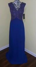 Sangria Formal Gown Size 8 Style AWK0J57 Bold Tanzanite Hue Deep V Cut Design 