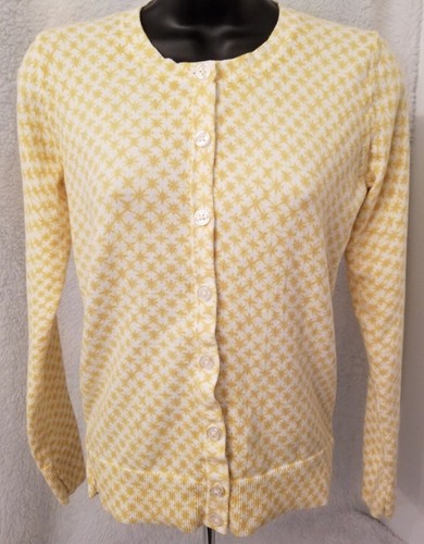 Merona Womens Cardigan Sweater Shirt Top Blouse Size XS X Small Yellow White