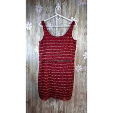 Romeo & Juliet Couture Dress Size M Cranberry Red Blouson Bodice Silver Beads