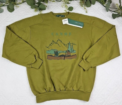 NWT Crocodile Men's Green Crewneck Sweater Size M Canoe Camping