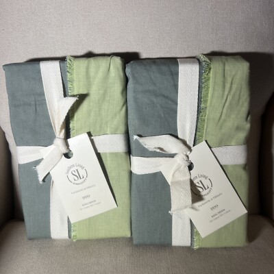 2 NWT Dillard's Southern Living Simplicity DUO Fringe Pillow King Sham Green