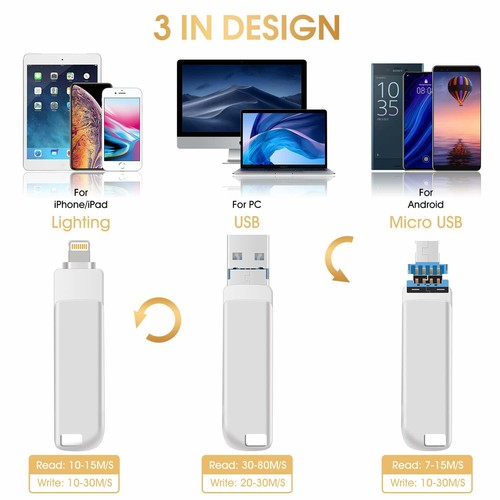 1TB 128GB 3in1 USB3.0 Flash Drive Thumb Memory Stick Data Pen iPhone Andorid PC - Picture 7 of 20