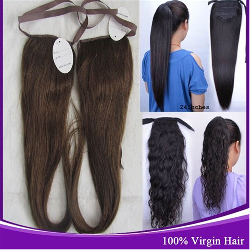 Straight Real Remy 100% Human Hair Clip in Ponytail Extensions Drawstring 80g - Picture 6 of 34