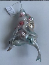 Santa Claus Riding Dolphin Christmas Nautical Tropical Coastal Beach Ornament