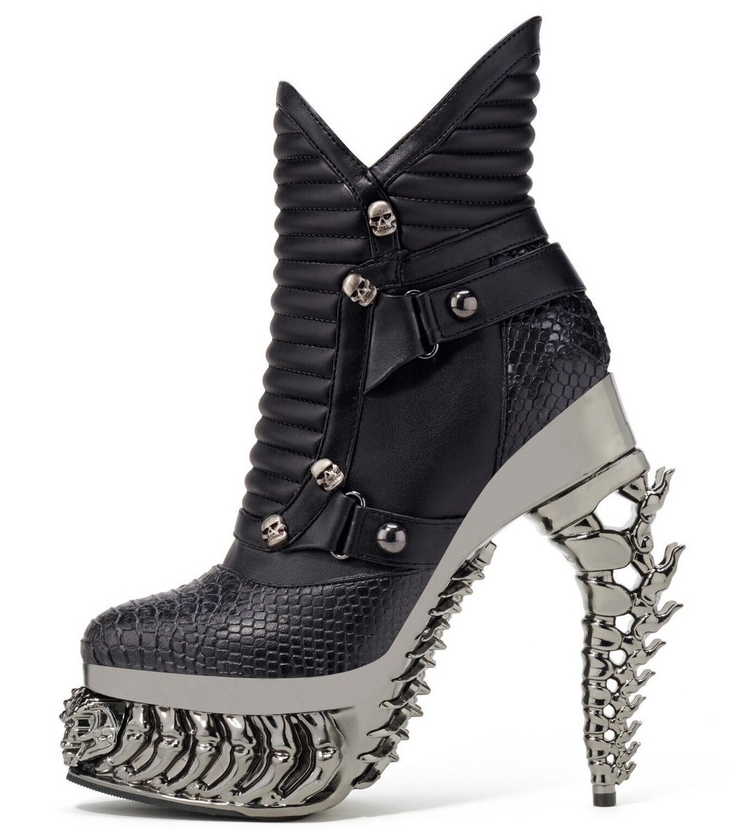 Hades NAGA Black Vegan Snake Leather Boot 5