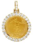 Liberty Coin 10K Yellow Gold Plated Unisex Real Moissanite Pendant 1.10 Ct