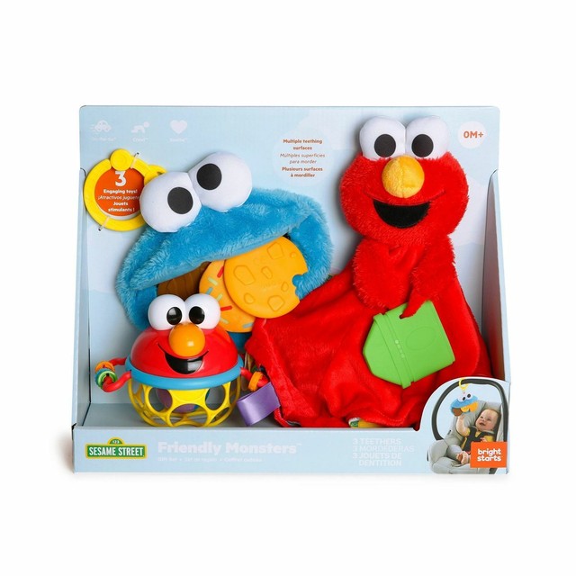 Bright Starts Sesame Street Friendly Cookie Monster and Elmo Gift Set - 3pc for sale online | eBay