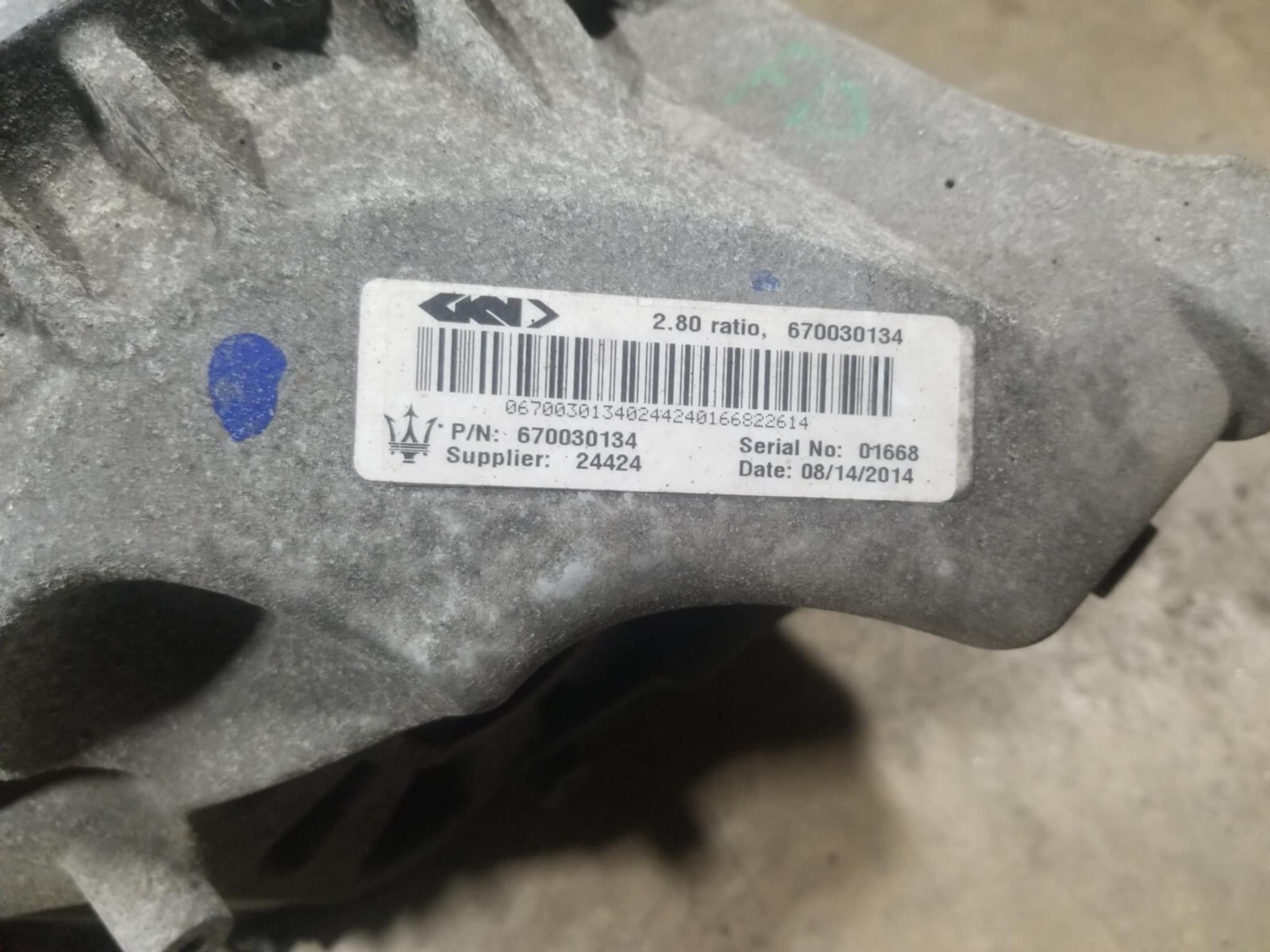 Rear Differential Carrier Used OEM 2014 Maserati Ghibli 670009608 2015 2016 2017