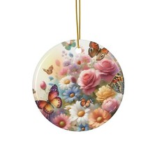 Butterflies in the Garden Ceramic Ornament