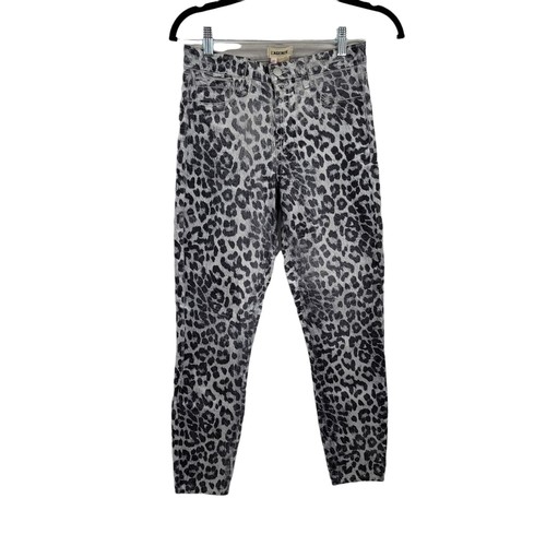 L'AGENCE Jeans Margot Coated Silver Leopard Print Metallic Rocker Silver Sz 27 - Imagen 7 de 11