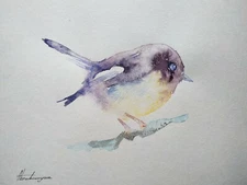 Tomtit, Bird, Watercolor artwork, Handmade, Original painting on paper