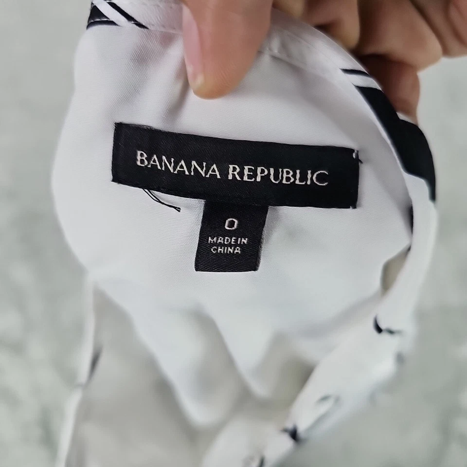 Banana Republic ассиметричный в полоску Midi юбка женщин 0 белый черный с подкладкой - Изображение 3 из 4