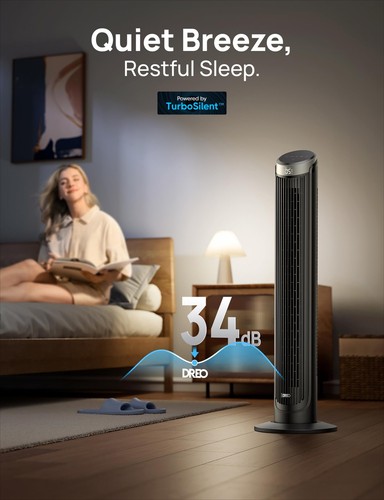 Dreo Cruiser Pro Tower Fan, 28dB Silent Electric Cooling Fan, 90° Oscillating - 第 3/5 張圖片