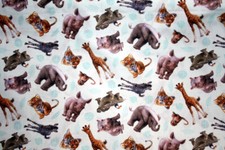 CUTE BABY ANIMALS ON LIGHT GREEN FROM ELIZABETH'S STUDIOS - 100 COTTON FABRIC