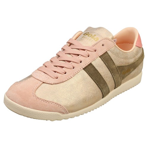Gola Hawk Womens Fashion Trainers in White/Pearl Pink/Gold Size 6