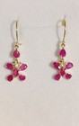 14k Solid Yellow Gold Dangle Hoop Back Earring With Natural Ruby1.65Gm