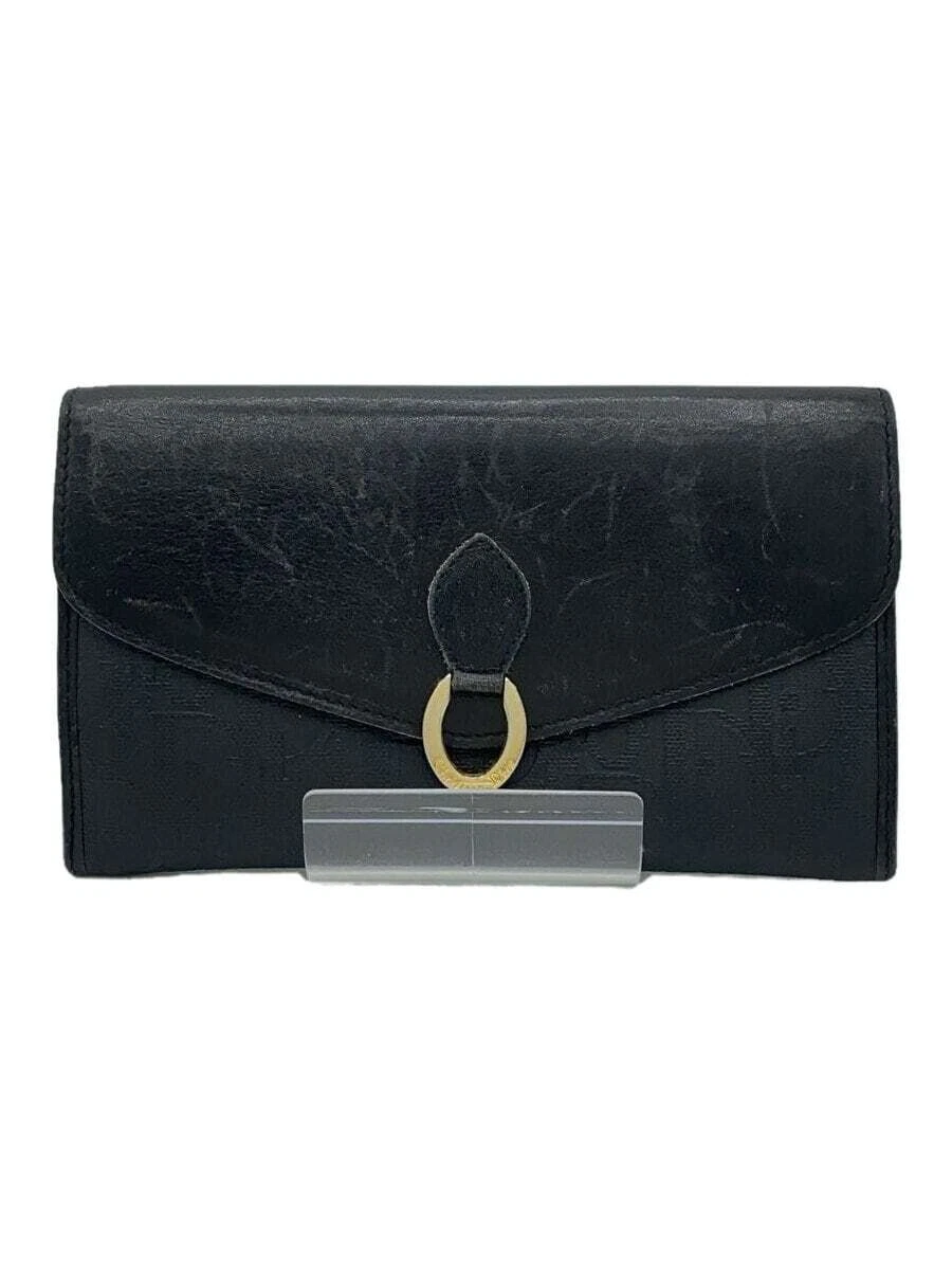 Portefeuille long Christian Dior   Noir pour femme, légèrement rayé et souillé