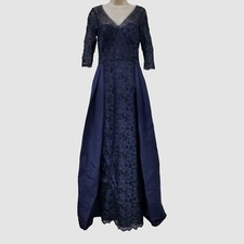 1980 Rickie Freeman For Teri Jon Premier Women Blue Lace Gown Dress Size 4