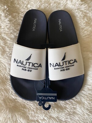 Nautica Sandals Mens 12 Porter Slide Flats Slip On Blue Open Toe Casual Trl4#405 Nautica Sandals Mens 12 Porter Slide Flats Slip On Blue Open  main image 4
