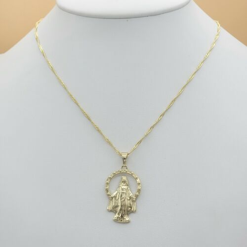 Collana Medaglia Miracolosa Placcata Oro 14K Nostra Signora delle Grazie La Milagrosa - Foto 2 di 4