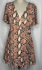 CHARLOTTE RUSSE WOMEN'S WRAP MINI DRESS V NECK SHORT SLEEVE PINK SIZE MEDIUM 