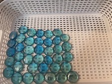 Lot of 38 Colorful Clear Blue Sea Glass Pebbles Aquarium Gravel Fish Tank Rocks